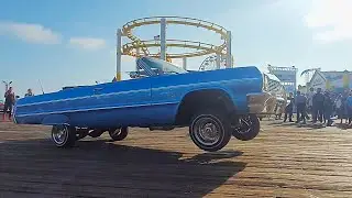 Lowrider Car Show on the Santa Monica Pier = Hopping , 3 Wheeling