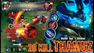 INSANE THAMUZ 😱🔥 28 KILLS SAVAGE | Top 1 Global Build & Emblem | MLBB