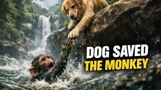 Golden Retriever Dog saved a Tiny Monkey 🐒❤️ || Dog rescued the Monkey 🐒|| Emotional story 🥺