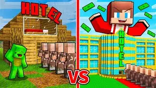 JJ and Mikey: POOR vs RICH Hotel Battle in Minecraft - Maizen