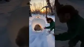 Baby Monkey Breaks Ice 🧊😱 Who&rsquo;s Inside?  #babymonkey