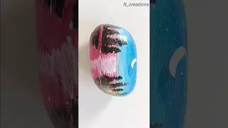 ✨️Diy Rock Art | Moon And Forest  Scene Painting For Beginners..🌙🌝✨️😍#stoneart #rockart