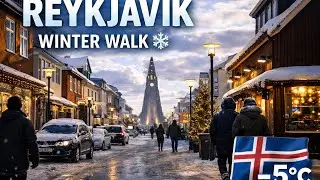 Reykjavík Winter Walk 🇮🇸 | Sunny & Cold -5°C Iceland Street Walk
