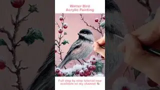 Winter bird acrylic painting 🐦 #painting #art #arttutorial #acrylicpainting