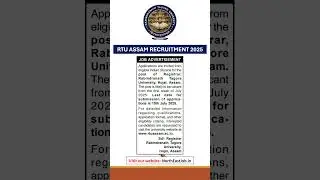 #rtu #assamjobs #registrar #hojai