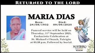 LIVE | FINAL JOURNEY OF MARIA DIAS | 11 SEPTEMBER 2025 |TALIGAO CHRUCH GOA