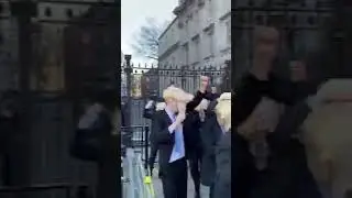 Protesters at 10 Downing street over UK prime minister lockdown party issue.