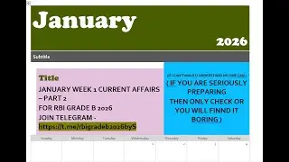 CURRENT AFFAIRS | JANUARY 2026 | 1ST WEEK PART 2  PIB + FINANCE | RBI GRADE B 2026 | #rbigradeb