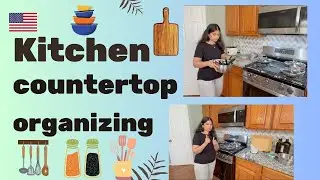  నా kitchen Countertop Makeover / Organizing / Kitchen Organization Ideas - USA Telugu Vlogs 🥰🇺🇸🍴🥄