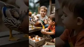Young Toddlers Playing with Duck's Eggs | AI Toddlers Anime #toddlers #funny #kidsmood