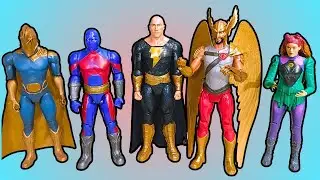 BONECOS ARTICULADOS AD&Atilde;O NEGRO, GAVI&Atilde;O NEGRO, CYCLONE, SENHOR DESTINO E ESMAGA-AT&Oacute;MO -DC COMICS 30cm
