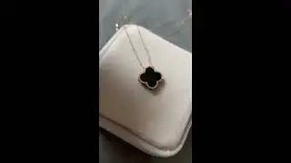 Type A Icy Black Jadeite Jade Necklace 18K Rose Gold Black Jade Four leaf Clovers Clavicle Chain