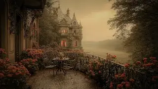 Quiet Evening Tea in a Gothic Balcony | Autumn Piano & Dark Academia Ambience for Reading & Writing
