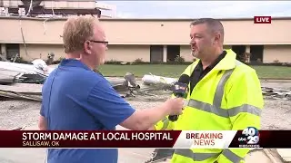 Roof of Sallisaw, Oklahoma hospital ripped off by storms