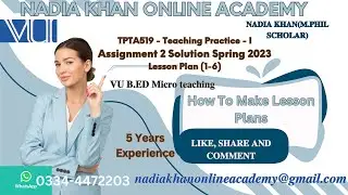 TPTA519 Teaching Practice Assignment 2 solution Spring 2023 | lesson Plan  | TPTA519 Spring 2023