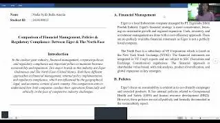 Tugas English for Specific Purpose : Comparison of Financial, Policies, & Regulatory Complience