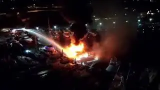 Boat fire at North Palm Beach Marina, February 2025