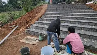 Paving the steps with T15 cobblestones.