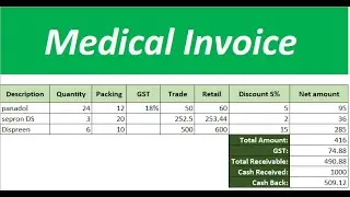 Medical Invoice Format in Excel