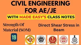 Strength of Materials-19 Direct Shear Stress in Beam - with Made Easy Class notes |RPSC AE |BPSC AE