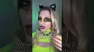 Goth green and black makeup MEME #viral #memes #makeuplook #selftaughtmua #goth