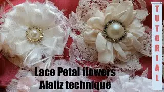 Lace Fabric Flowers Diy, Lace Petal flower, no sew flower, Shabby Chic tutorial, cotton flower