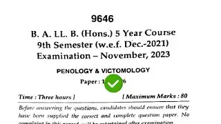 Mdu BA LLB 9th Sem Penology & Victomology Question Paper 2023