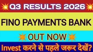 Fino Payment Bank Q3 Results 🔴 Fino Payment Bank Share Latest News 🔴 Fino Payment Bank Results