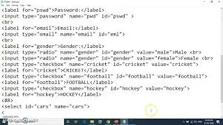 HTML Form-Check box control,Select box control,Submit button control
