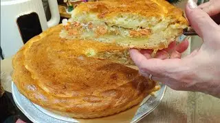Сдобный пирог с рыбой, луком и картошкой. Так вкусно, что съедят до последней крошки 👍👍👍