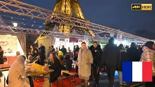 Christmas Market in Eiffel Tower Paris (4K HDR)