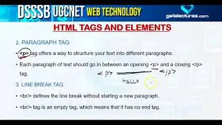 Web Technology 01 HTML (Hyper Text Markup Langauge) DSSSB PGT TGT KVS Computer Science