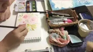 Watercolor Loose Roses Bunch DEMO