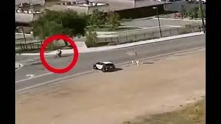 Motorcyclist jumps over huge canyon in daring escape from police