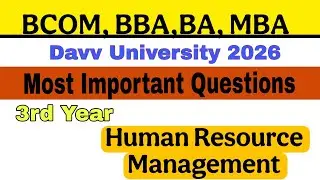 Human Resource Management Important Questions Bcom 3rd Year Most Imp Question (Davv) 2026 #Hrm #bcom