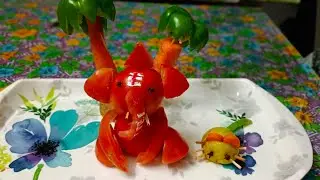 Vegetable Carving ll Tomato 🍅 Ganesh 🙏 ll Lemon 🍋 Rat 🐀 ll Carrot 🥕 Trees 🌴🌴