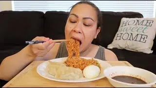 SPICY FIRE NOODLES & POTSTICKERS MUKBANG
