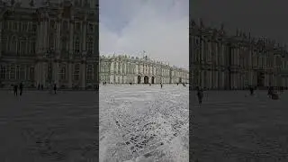 Alexander Column & Winter Palace Snow on Palace Square #travel #explore #asmr #tourism #europe #art