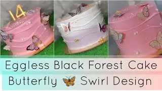 Eggless Black forest cake recipe| Eggless homemade Cakes| Butterfly 🦋 swrill cake | Tall cake