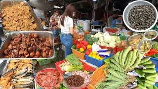 Kandal Market Scene @Plenty of Yummy Khmer Food for Dinner @Cambodian Food Tour in the Evening