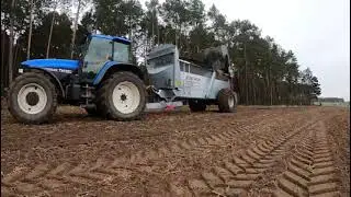 Rozrzucanie obornika 2023 New Holland Tm150+Pichon MK35 , Orka Lemken