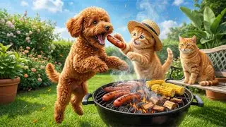 Kitten & Puppy Throw a Super Cute Backyard BBQ Party 🍖