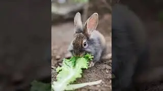 Beautiful rabbit eating letus leaf #rabbit #rabbitlife #viral #rabbiteating