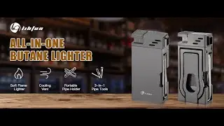 LIHTUN 5-in-1 Pipe Lighter, Soft Flame Butane Lighter with Pipe Stand Needle Tamper Scraper