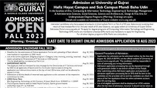 UOG online admission procedure 2023 | how to apply online application form of university of Gujrat .