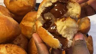 I Filled my Ghana 🇬🇭 Dry Bofrot with CHOCOLATE|Chocolate-filled Bofrot (Dry BOFROT)|PuffPuff