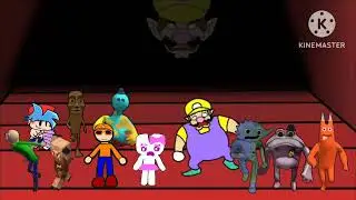 Wario and his Friends run away from Wario apparition