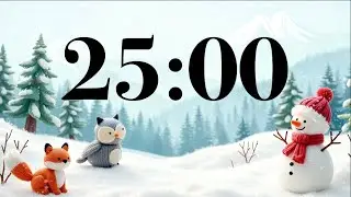 25 Minute Winter Classroom Focus Timer ❄️ Cute Animals, Cozy Snow, & Calm Acoustic Guitar Music