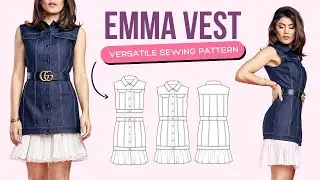 Emma DIY Denim Vest Dress from start to finish + Sewing pattern