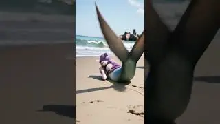 The fisherman held a harpoon and tried to attack the mermaid,who fled immediately in fear #mermaid